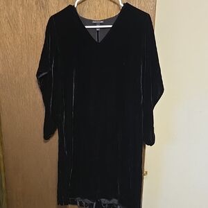 Eileen Fisher Black Velvet V-Neck Dress